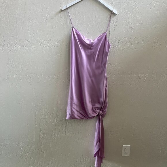 NEW Cinq a Spet Lavender Purple Silk Rhinestone Strap Mini Dress - Picture 6 of 12